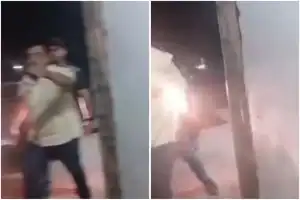 Imagem do Prefeito Marcinho durante a confusão na residência em Alegrete.